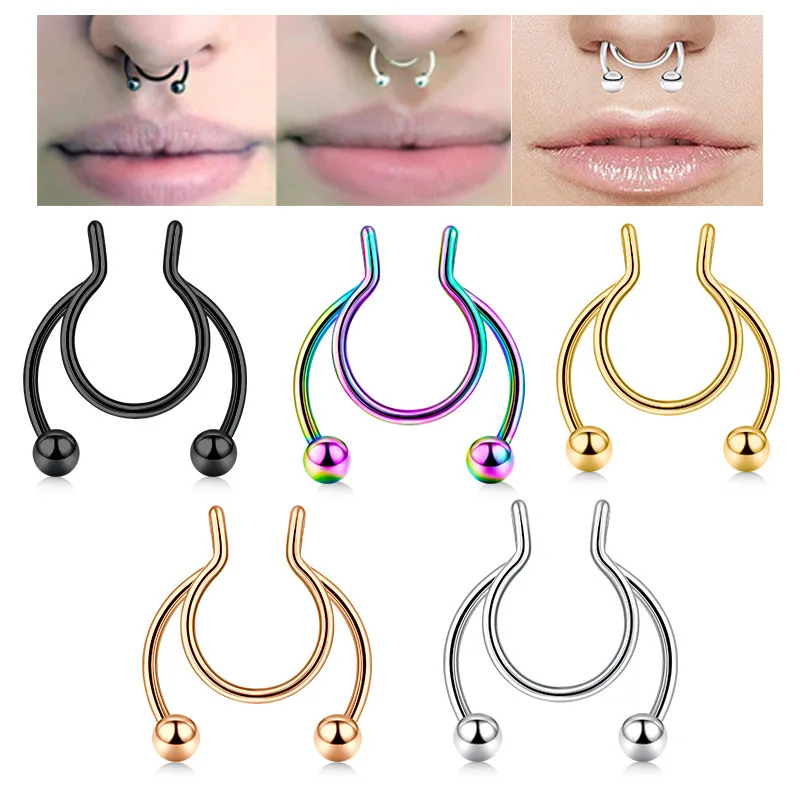 Body Jewelry Art - U-förmiger gefälschter Nasenring Hip Hoop Septum