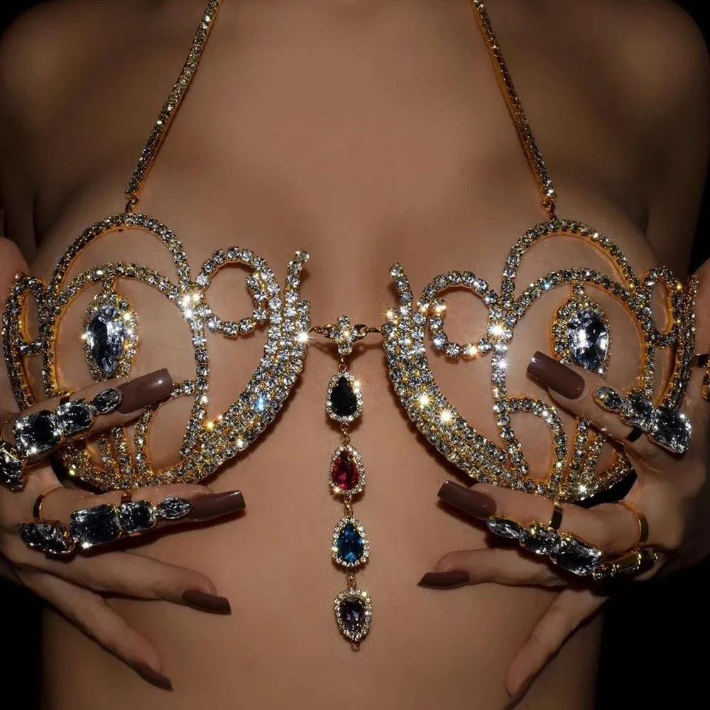 Body Jewelry Ends - Luxus Strass Bikini BH geometrische Wasser
