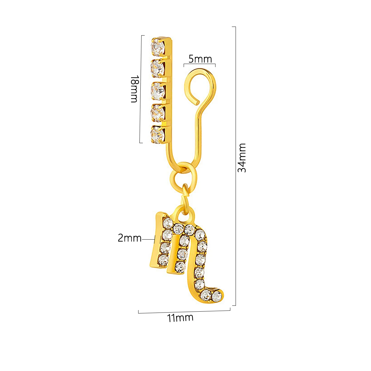 Body Jewelry And Earrings - 2er Pack Ohr clips Metall Zirkon