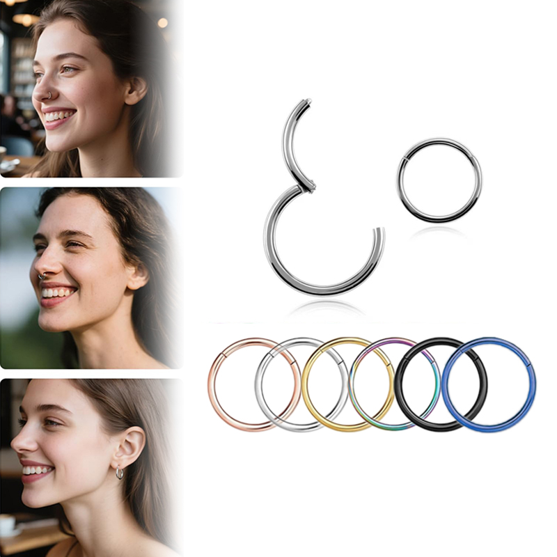Body Jewelry And Earrings - 16G 316L Chirurgischer Stahl Klappbare Clicker-Nasenringe,