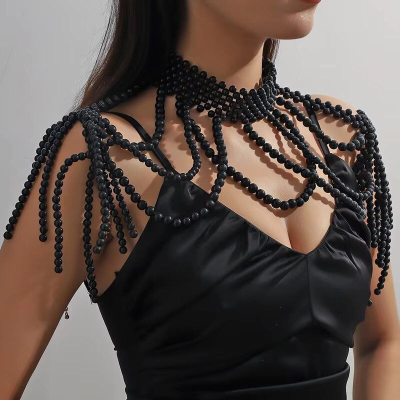 Body Jewelry Ends - 1 SET Schal Körperschmuck Perlen Brust
