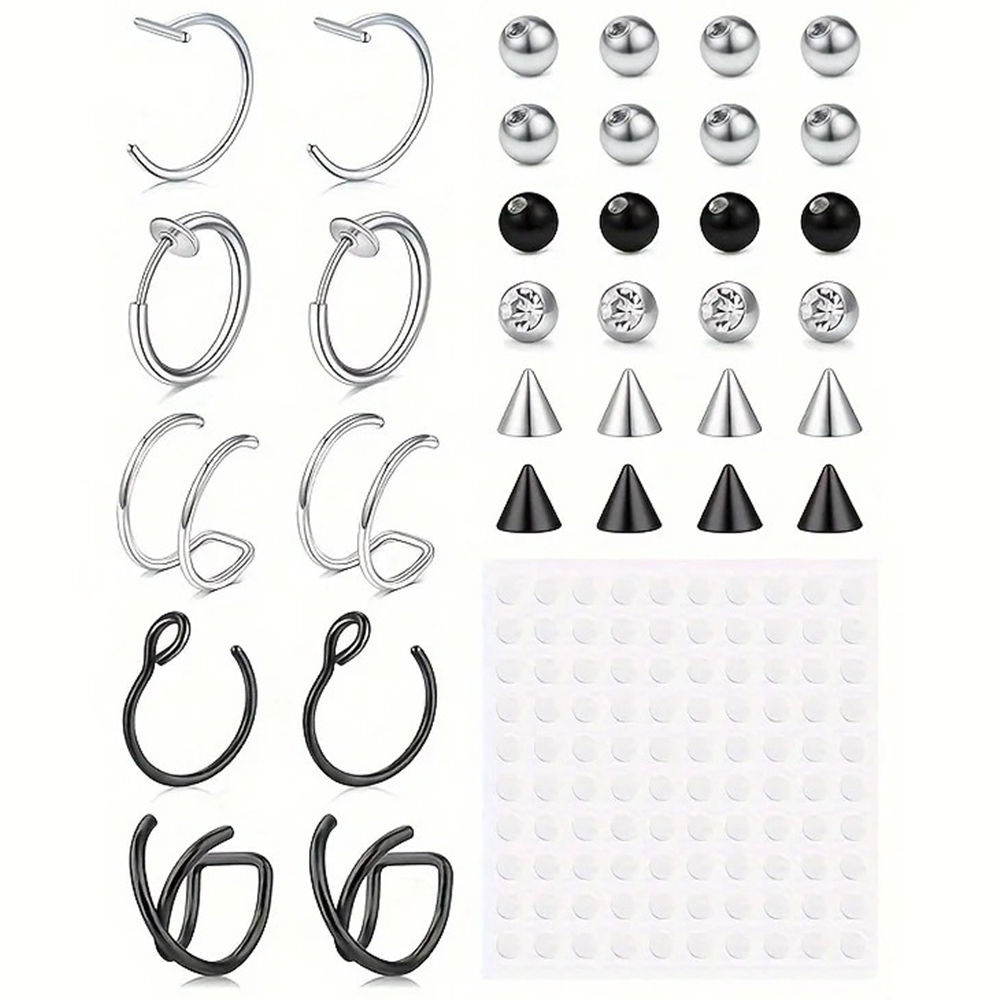 Body Jewelry And Earrings - Fake-Piercings, Fake-Lippenring, Fake-Nasenring, Fake-Schlangenbeißer, Fake-Augenbrauenpiercing, Ohrklemme,