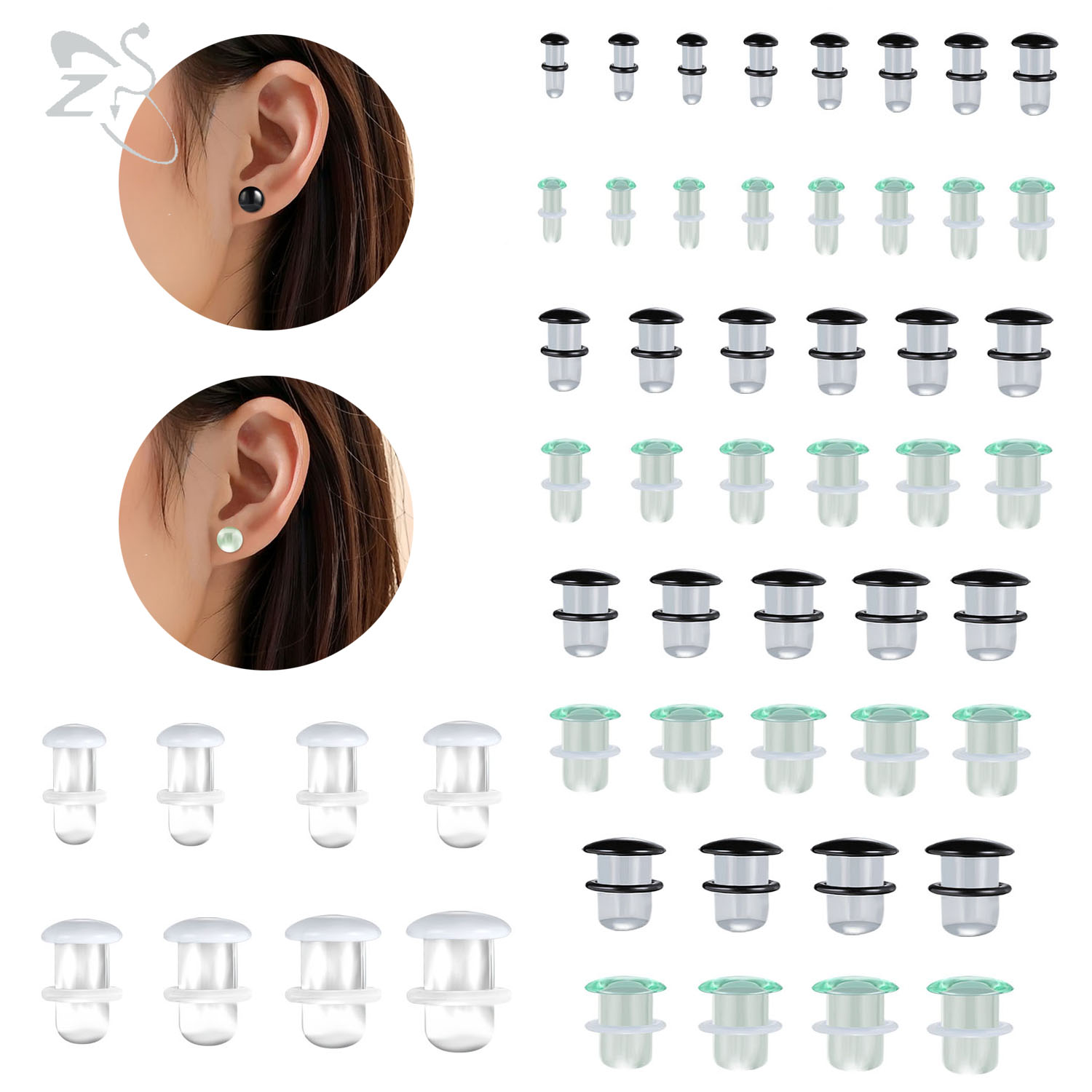 Zs Body Jewelry - Zs 1pc schwarzes Glas Ohr stöpsel