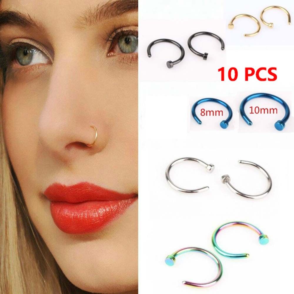 Body Jewelry And Earrings - 10 Stück Dünne Edelstahl C-Form Hoop