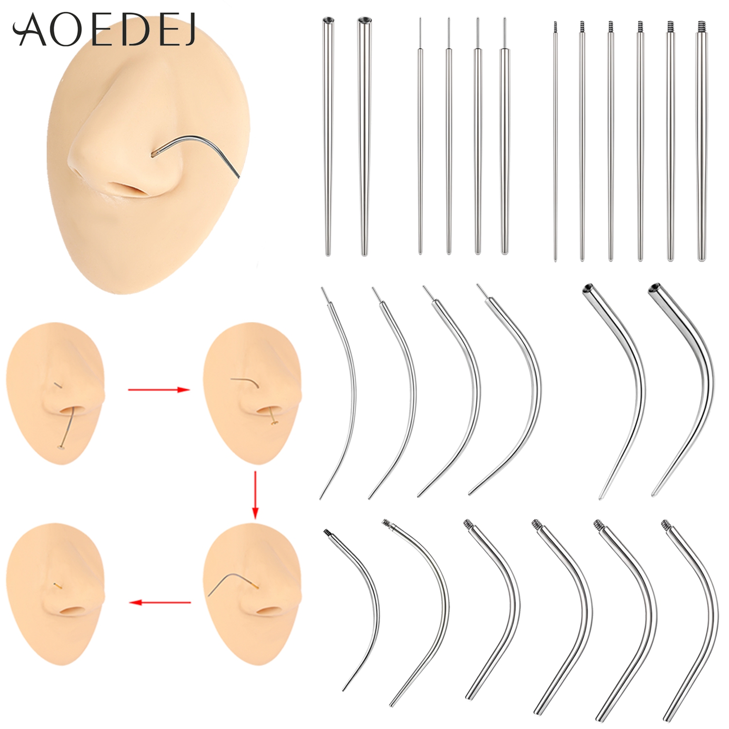 Nostril Screw Pin - AOEDEJ 1-teiliges Piercing-Kegel aus Edelstahl ohne