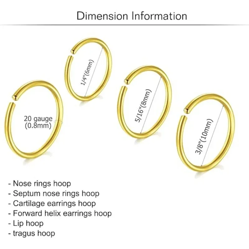 6 Stück 20G Edelstahl Huggie C – Body Jewelry And Earrings Bewertung und Preis
