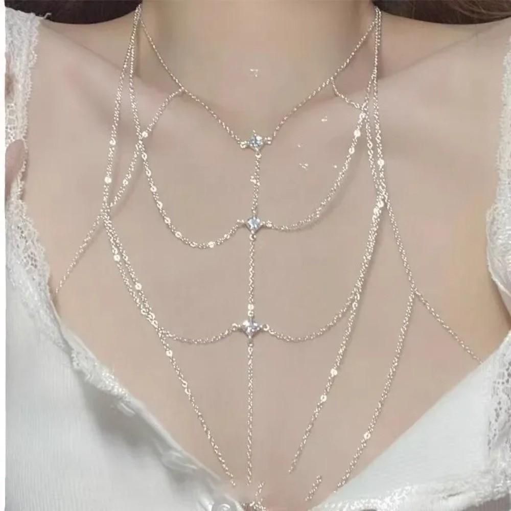 Glitzernde Strass-Brustkette,  – Body Jewelry Art Bewertung und Preis