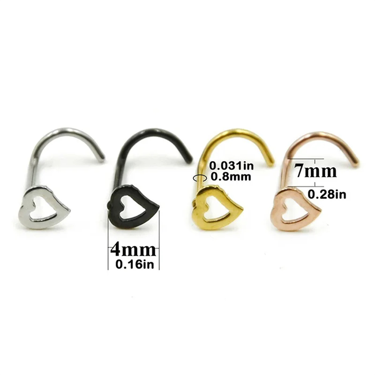 5pcs Mode Hohlherz Edelstahl N – Nostril Screw Pin Bewertung und Preis