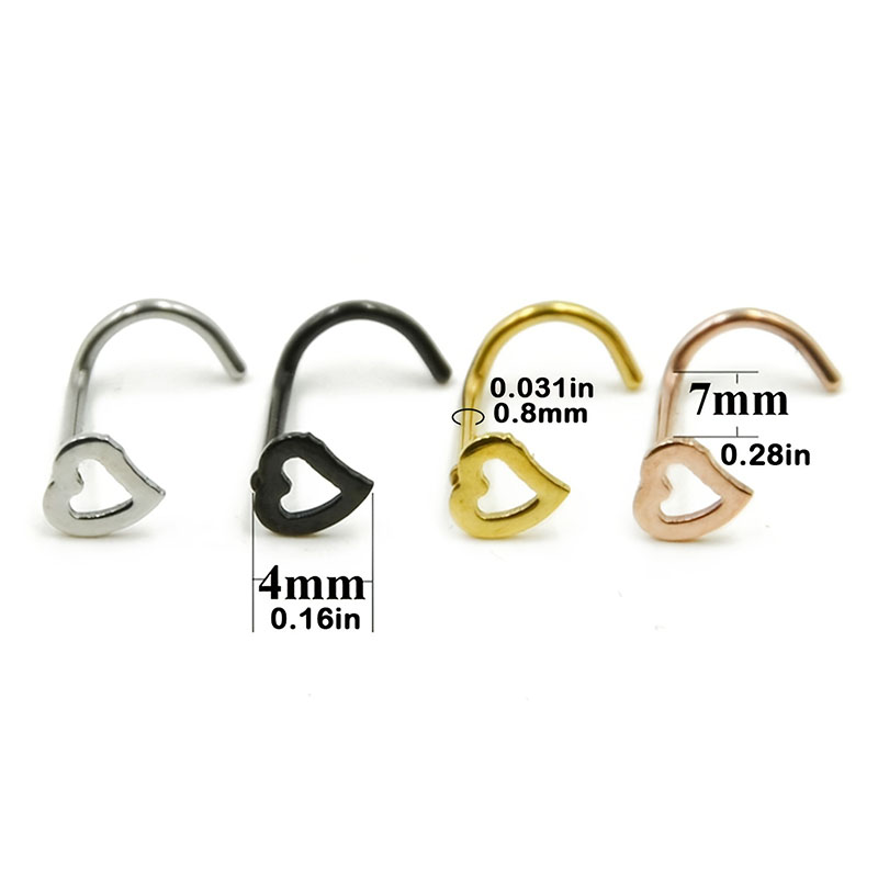 5-teiliges hohles Herz-Nasenbo – Nostril Screw Pin Bewertung und Preis