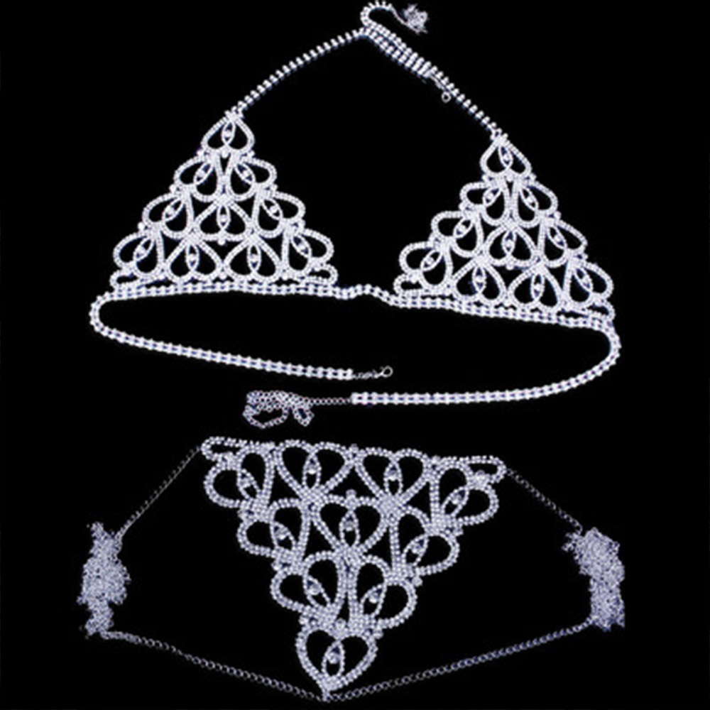 Mode Strass Herz Bh Tanga Set  – Body Jewelry Women Bewertung und Preis