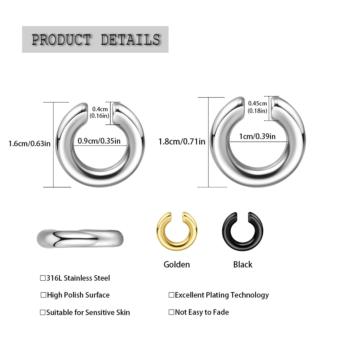 1pc Übertrieben c-Förmigen Nic – Body Jewelry And Earrings Bewertung und Preis