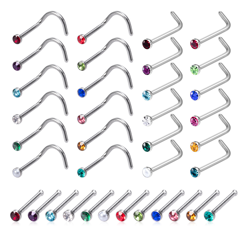 12PCS Geburtsstein CZ Nasenste – Nostril Screw Pin Bewertung und Preis