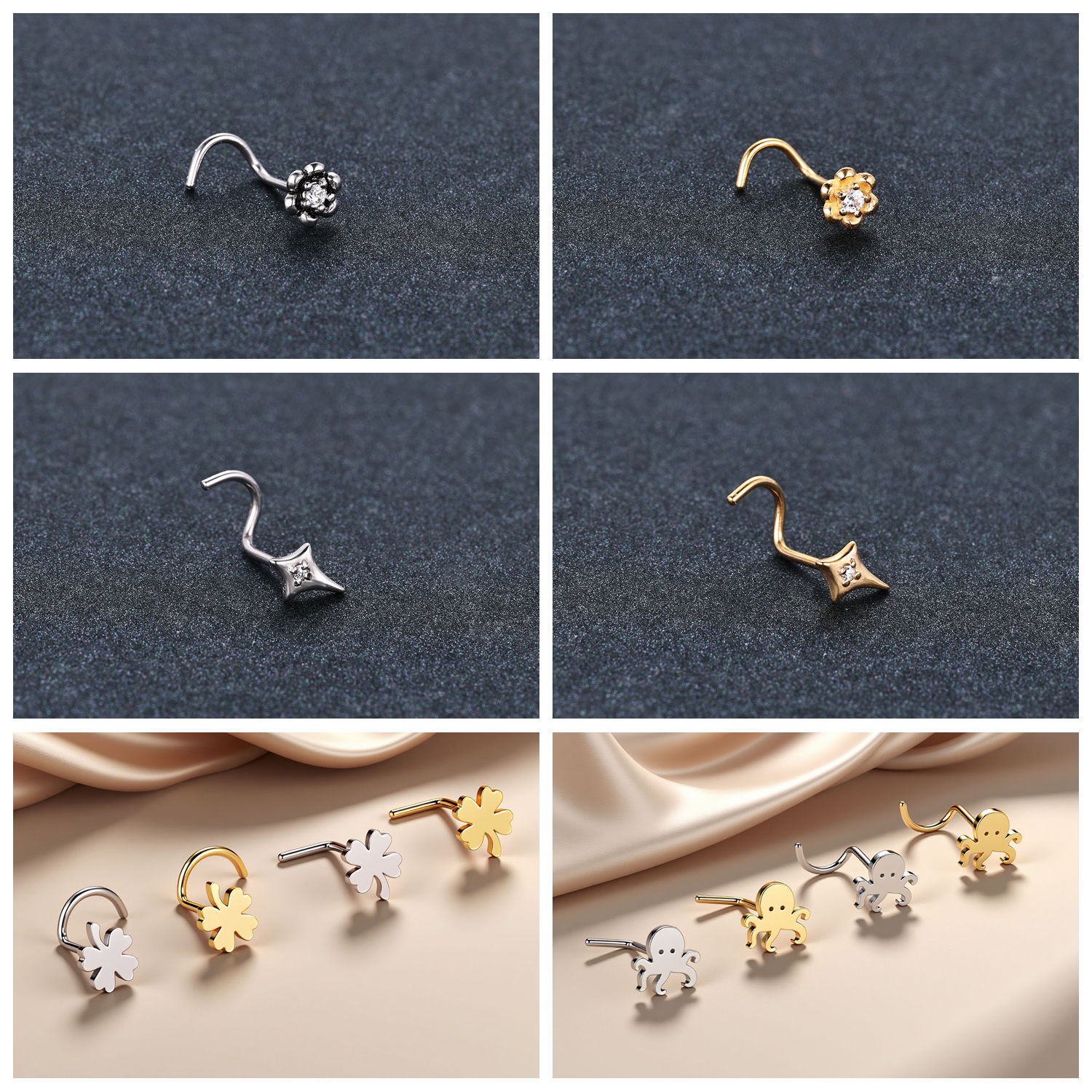 ZS 1PC Gold Farbe 316L Edelsta – Zs Body Jewelry Bewertung und Preis